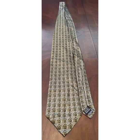 Angleino Green Hand Made 100% Silk Men’s Neck Tie - Picture 3 of 9